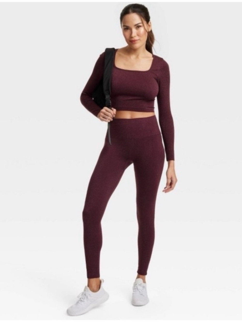 All in Motion Burgundy Shimmery High-Waisted Leggings